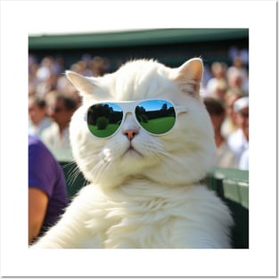 Cat watching tennis at Wimbledon center court Posters and Art